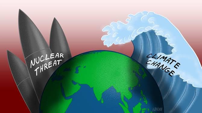 earth with nuke bomb and climate wave