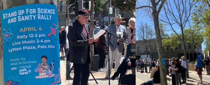 Dr.Bob Gould speaking and crowd at rally